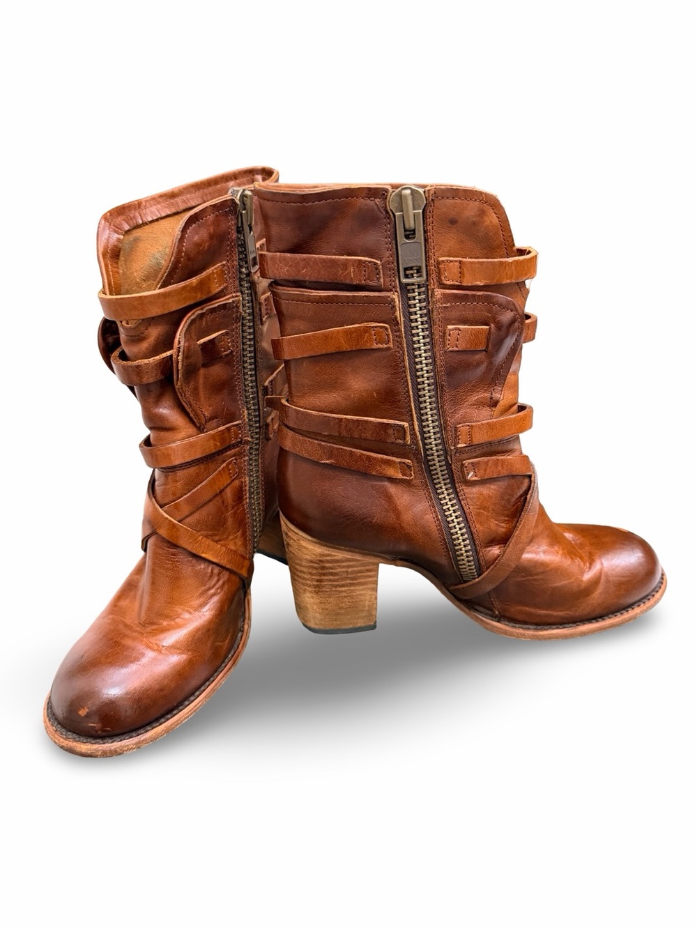 Freebird by Steven Baker Leather Mid-Calf Buckle Boots in Brown Size 8 - Picture 5 of 10